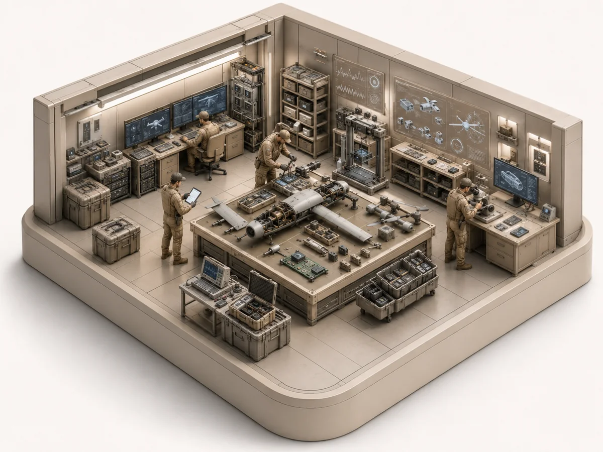 Conceptual illustration representing hardware prototyping and systems-engineering research